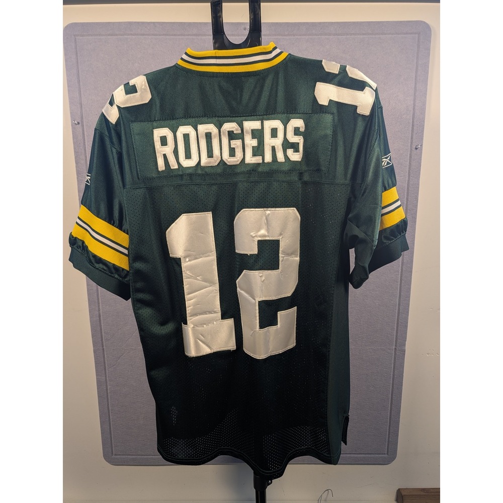 Reebok Aaron Rodgers Stitched Jersey Mens 50 Green Super Bowl XLV Patch Good - Picture 5 of 7